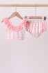 Blush floral print ruffle 2pc swimsuit