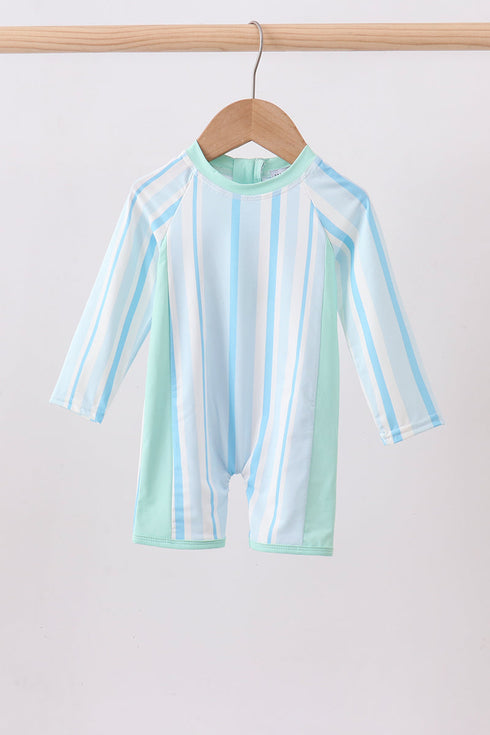Blue stripe one-piece swimsuit