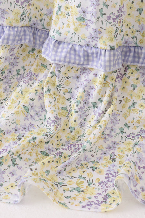 Golden meadow floral smocked tiered dress (length 41.33inch)
