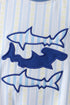 Blue shark applique stripe swimsuit