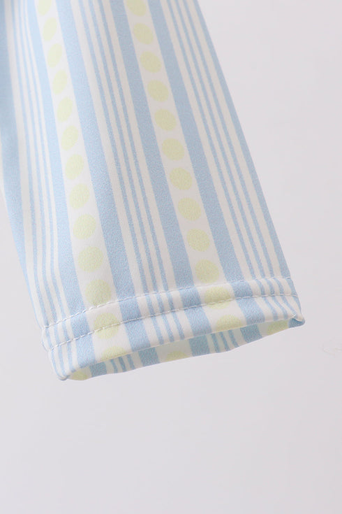 Blue shark applique stripe swimsuit