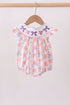 Purple rose bow smocked ruffle bubble