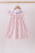 Purple rose bow smocked ruffle dress