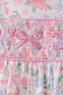 Pink floral bow smocked ruffle bloomer set