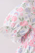 Pink floral bow smocked ruffle bloomer set