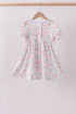 Pink floral bow smocked ruffle dress