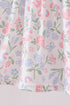 Pink floral bow smocked ruffle shorts set