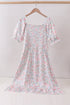 Pink floral smocked mom dress
