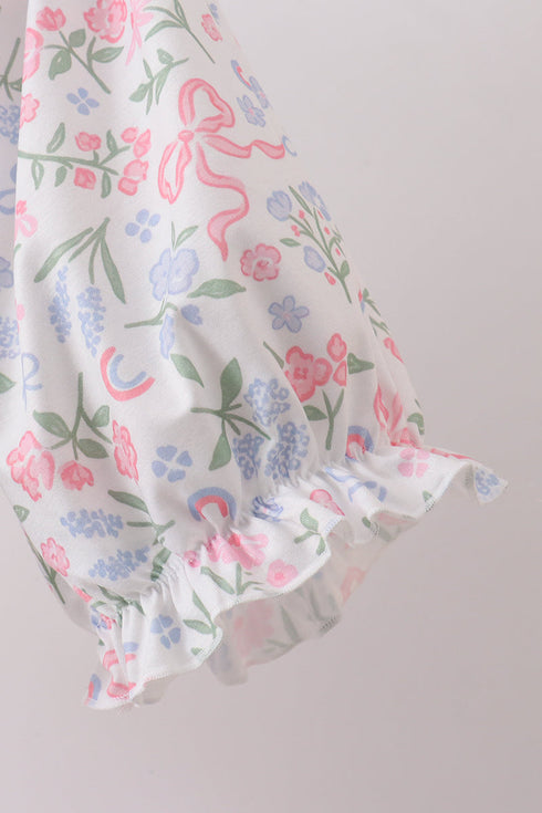 Pink floral smocked mom dress