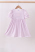 Purple floral embroidery gingham ruffle dress