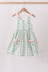 Green floral stripe pocket dress