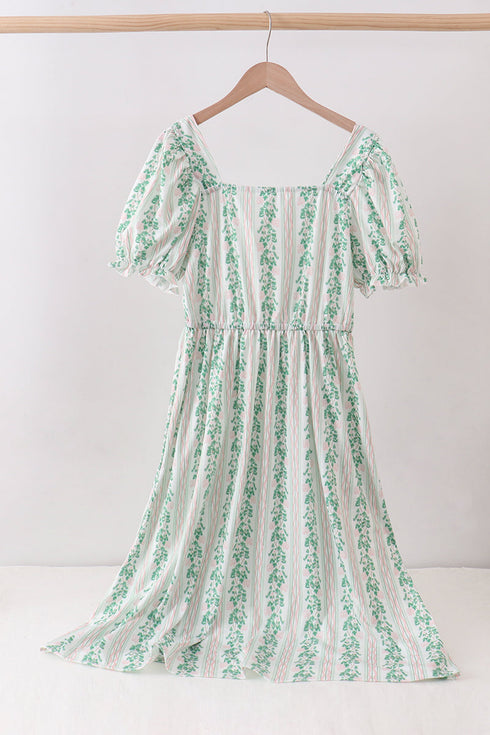 Green floral stripe dress (length 41.33in)