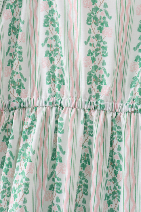 Green floral stripe dress (length 41.33in)
