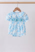 Blue rose smocked bubble