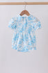 Blue rose smocked bubble