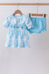 Blue rose smocked bloomer set