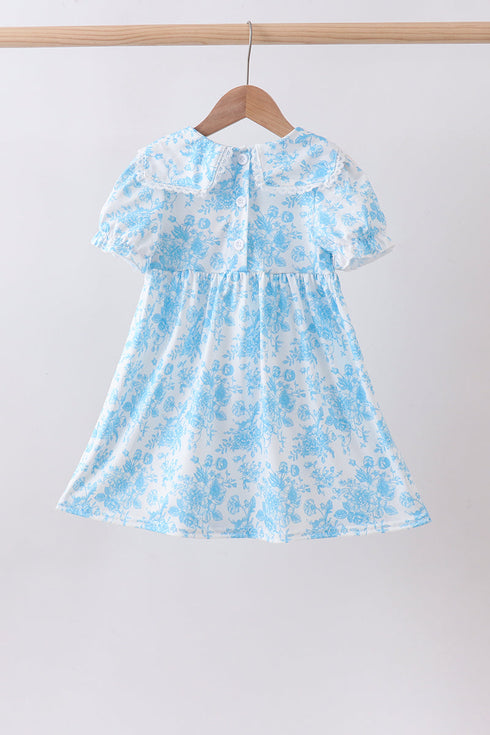 Blue rose smocked dress