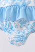 Blue rose smocked ruffle one-piece swimsuit