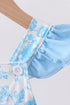 Blue rose smocked ruffle one-piece swimsuit