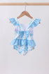 Blue rose smocked ruffle one-piece swimsuit