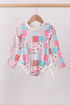 Pink floral patchwork ruffle rashguard
