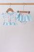 Blue floral ruffle 2pc swimsuit