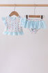 Blue floral ruffle 2pc swimsuit
