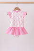 Pink bow ruffle one-piece swimsuit