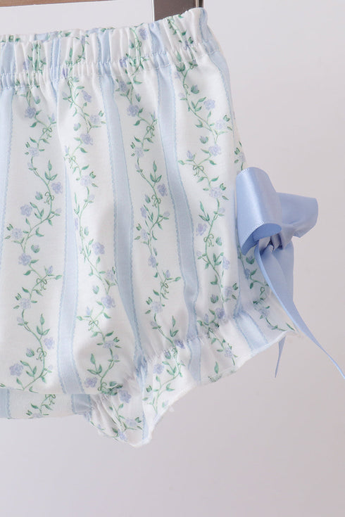 Blue character applique ruffle bloomer set
