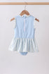 Blue character applique ruffle one-piece swimsuit