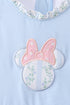 Blue character applique ruffle one-piece swimsuit