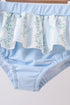 Blue character applique ruffle 2pc swimsuit
