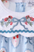 Blue strawberry bow embroidery bubble