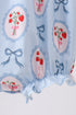 Blue strawberry bow embroidery bubble