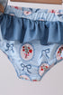 Blue strawberry bow ruffle 2pc swimsuit