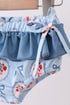 Blue strawberry bow ruffle 2pc swimsuit