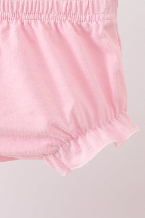 Pink carousel print ruffle bloomer set
