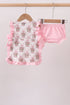Pink carousel print ruffle bloomer set