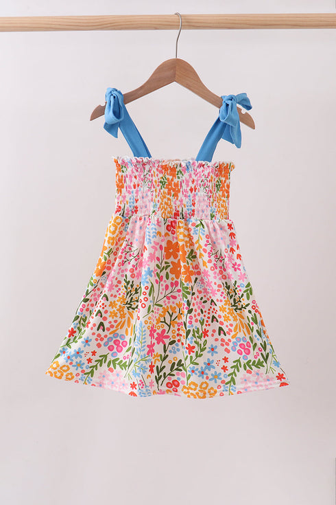 Summer floral print smocked mom&me dress