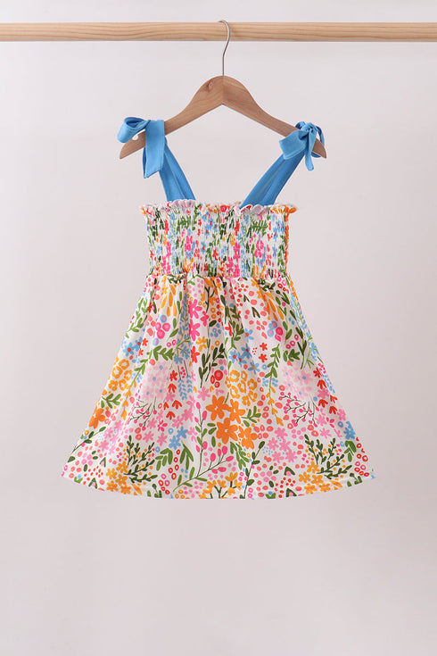 Summer floral print smocked mom&me dress