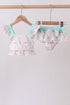 Green castle cream ruffle 2pc swimsuit