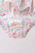 Green castle cream ruffle 2pc swimsuit