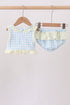 Yellow crab smocked ruffle 2pc swimsuit