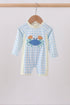 Blue crab applique plaid one-piece swimsuit