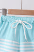 Blue stripe sailboat embroidery swim trunks