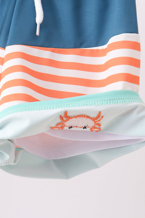 Crab embroidery swim trunks