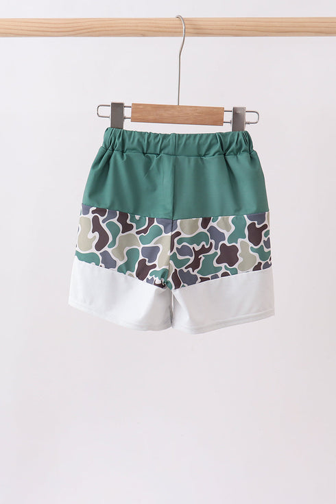 Camouflage duck embroidery swim trunks