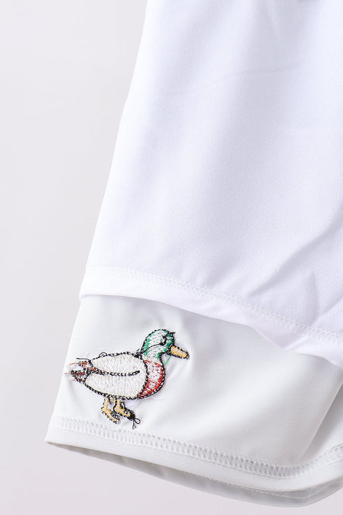 Camouflage duck embroidery swim trunks