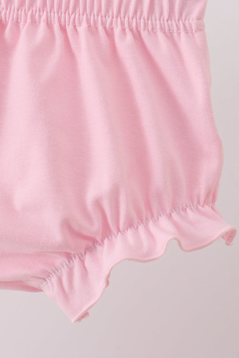 Pink bow castle ruffle bloomer set