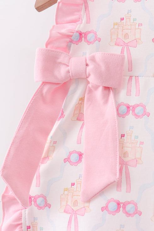 Pink bow castle ruffle bloomer set